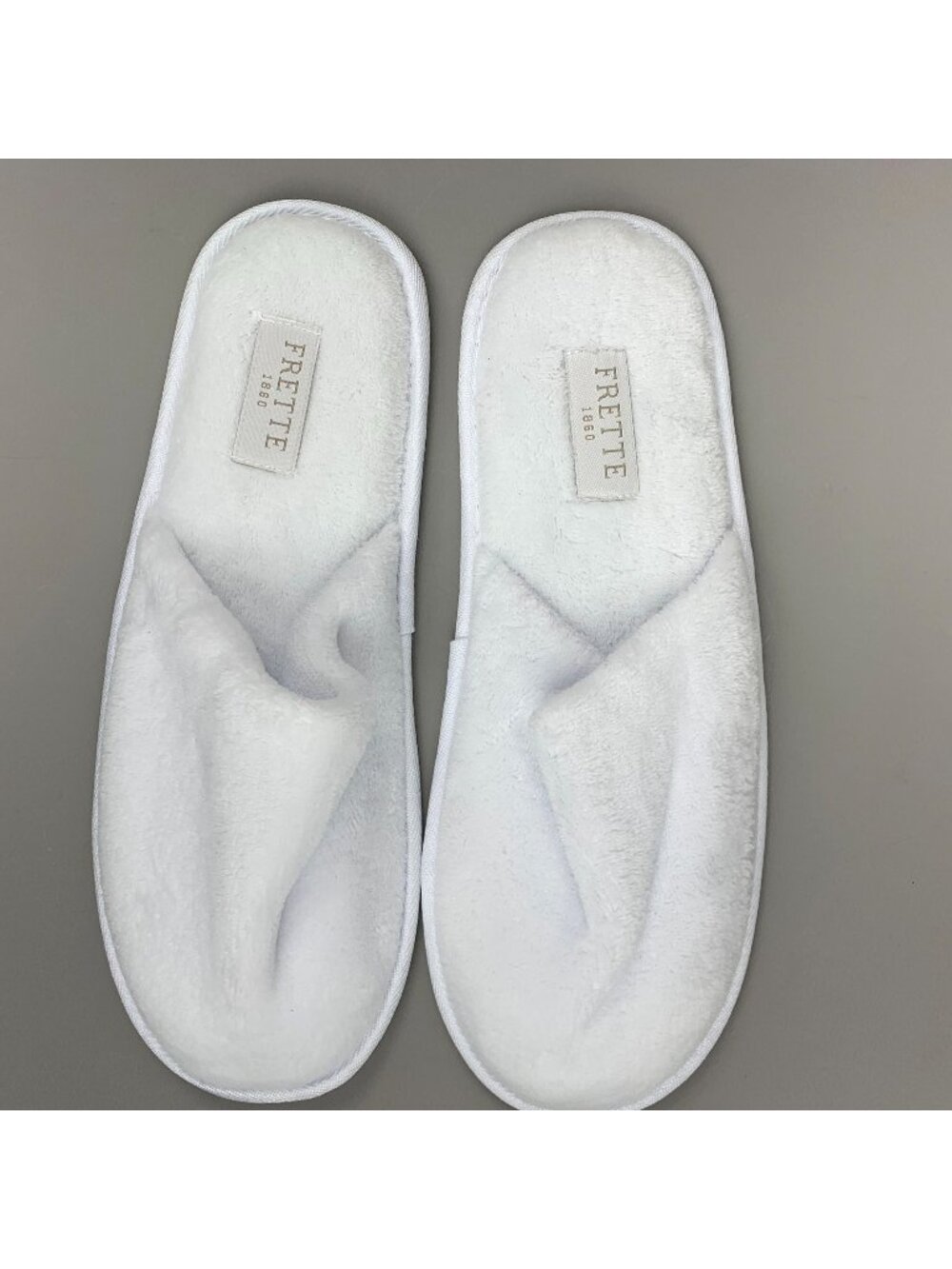 Frette White Hotel Travel Disposable Terrycloth Slippers Slides New in Bag